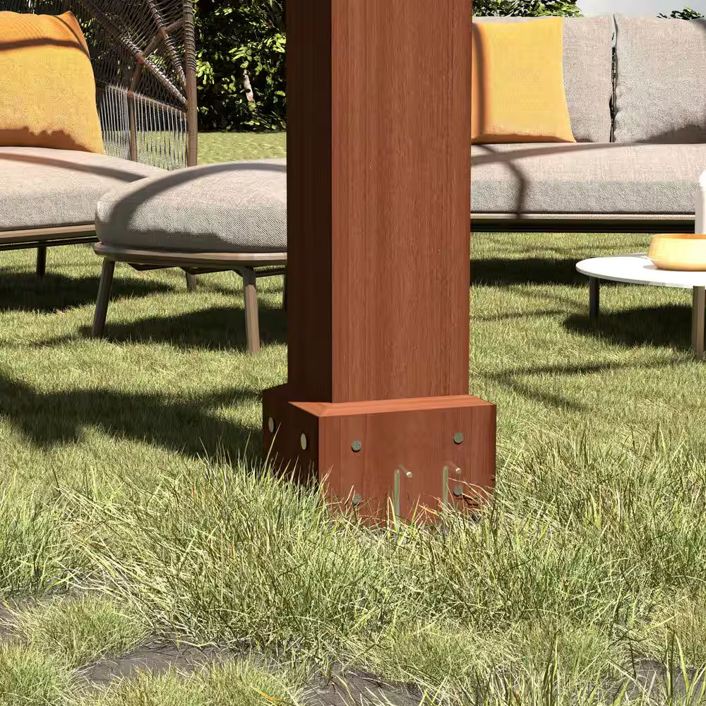 24 Ft. W X 12 Ft. D Cedar Wood Patio Pergola Shade Structure for Outdoor, Brown
