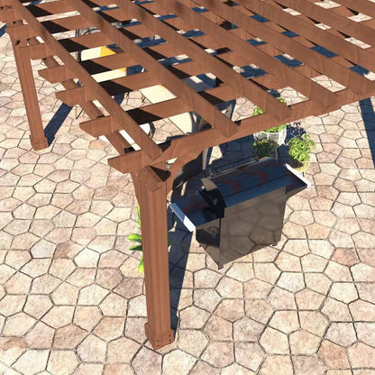 24 Ft. W X 12 Ft. D Cedar Wood Patio Pergola Shade Structure for Outdoor, Brown
